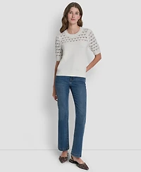 Dkny Women's Short-Sleeve Ribbed Hem Sweater