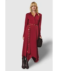 Karen Millen Women's Crepe Hanky Hem Eyelet Maxi Skirt