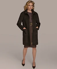 Donna Karan New York Women's Zip Front High Collared Coat