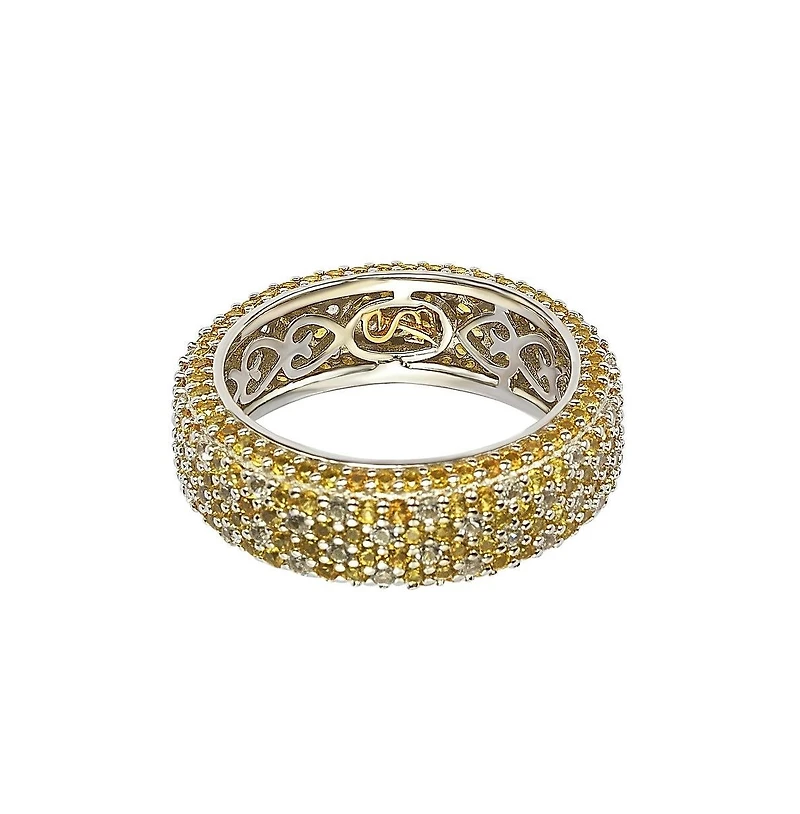 Suzy Levian Sterling Silver Sapphire Pave Eternity Band Ring