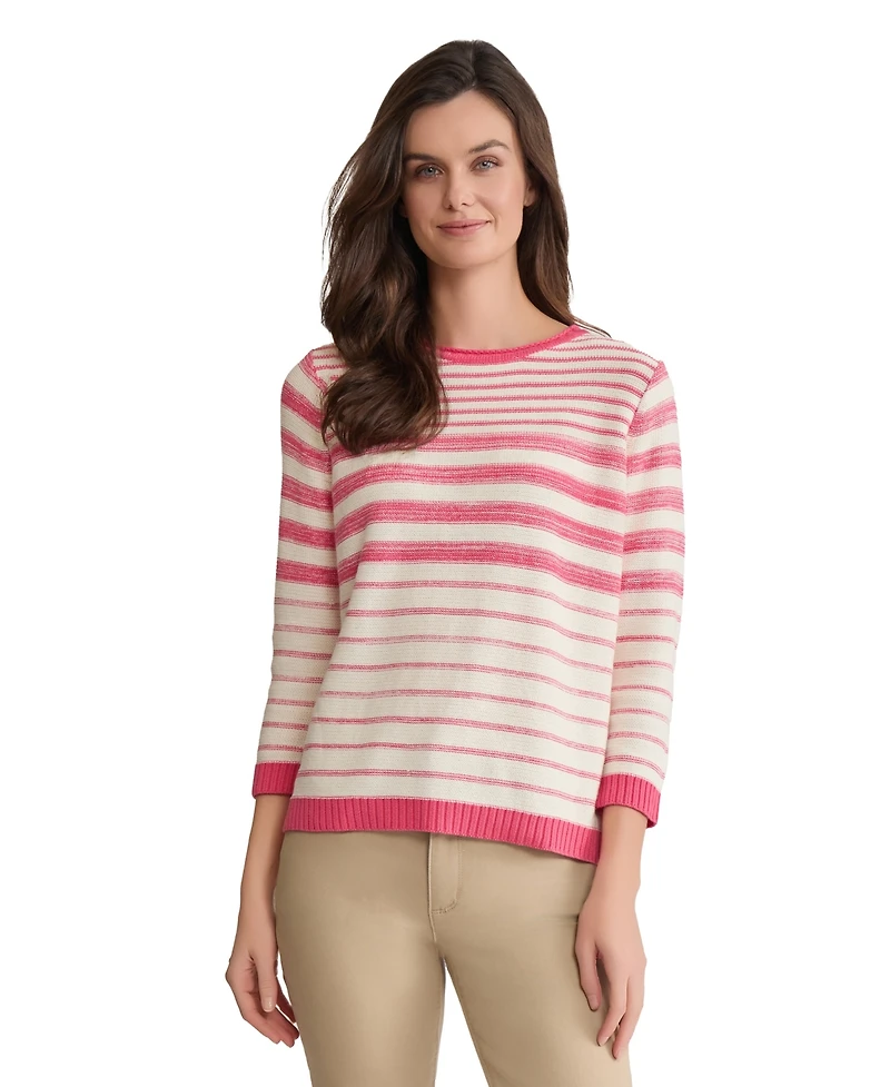 Jones New York Women's Striped Crewneck Sweater