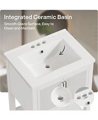 Tribesigns 24" Bathroom Vanity with Sink, Modern Freestanding Vanity with Ceramic Porcelain Basin