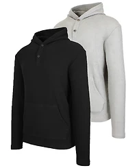 Blue Ice Men's Regular-Fit Waffle Knit Thermal Henley Hoodie, Pack of 2