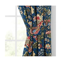 Ellis Curtain Regency 3" Rod Pocket Curtain Panel Pair with Tiebacks 96" x 84" Navy