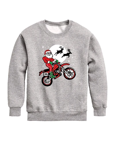 Instant Message Boys' 8-20 Santa Dirt Bike Christmas Graphic Long-Sleeve Crewneck Sweatshirt