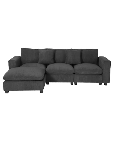 WestinTrends 99" Modular Corduroy L-Shaped Sectional Sofa and Chaise With Usb/Type-c Ports Side Pockets