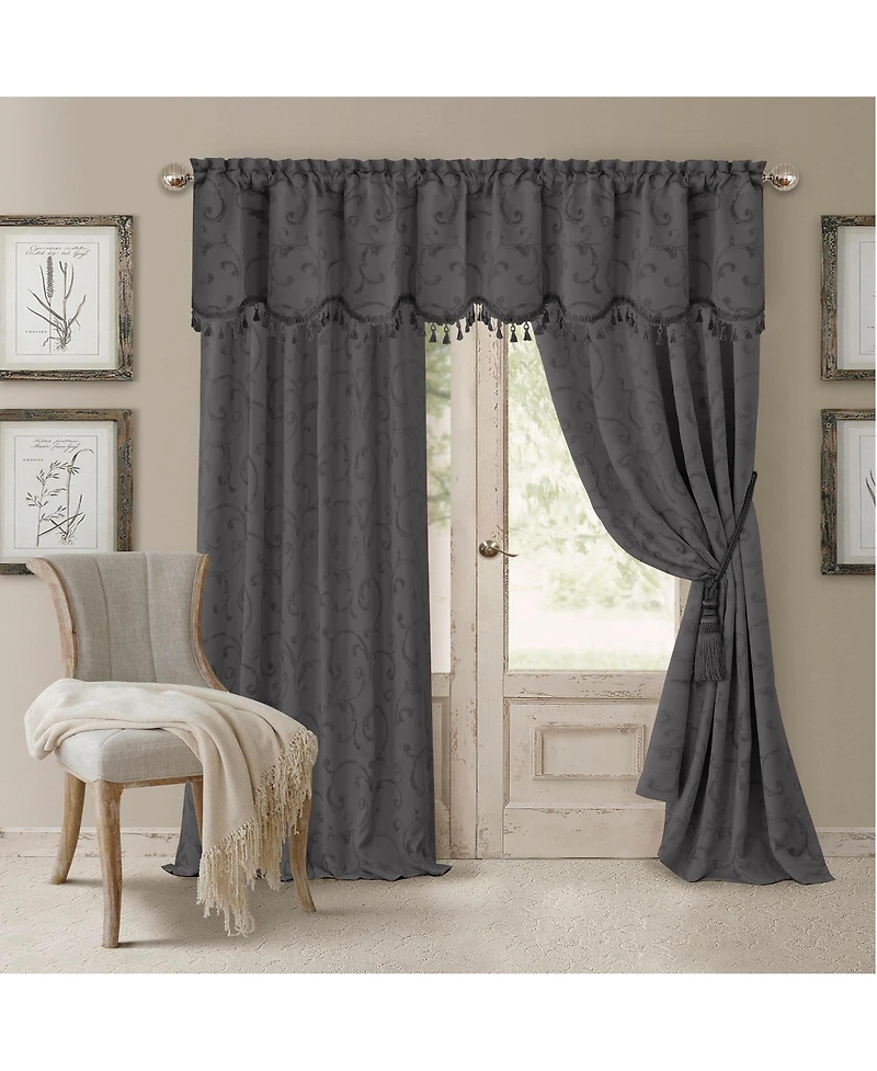 Elrene Home Fashions Mia Jacquard Scroll Blackout Window Curtain