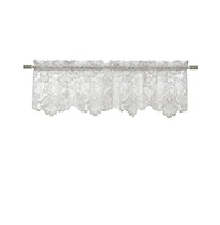 Habitat Limoges Sheer Rod Pocket Flat Valance Floral Lace Design Delicate Scalloped Bottom Hem 55" x 15" White