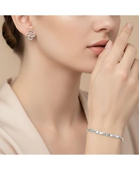 Bling Jewelry Heart Infinity Clover Love, Luck & Unity Bolo Bracelet & Stud Earrings Jewelry Set Sterling Silver Adjustable