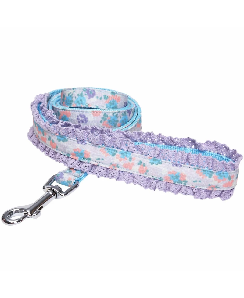 Blueberry Pet Made Well Floral Print Dog Leash Light Blue 5 Ft Small