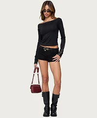 Edikted Women's Zaina Hook & Eye Boat Neck Top