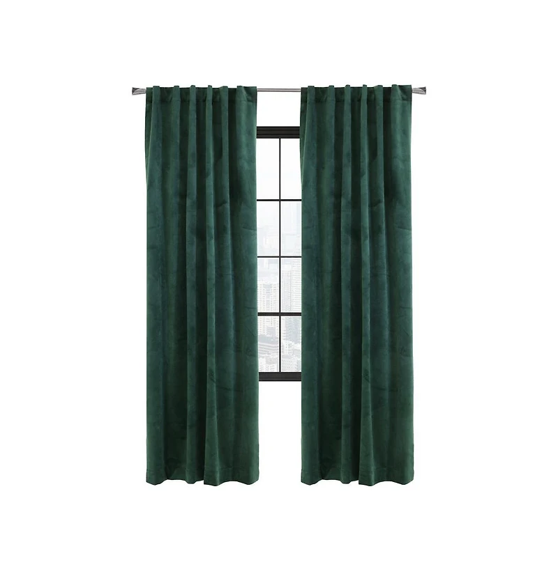 Thermalogic Seren Classic Velvet Room Darkening Dual Header Energy Efficient Curtain Panel 50" x 84" Dark Green