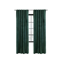 Thermalogic Seren Classic Velvet Room Darkening Dual Header Energy Efficient Curtain Panel 50" x 84" Dark Green