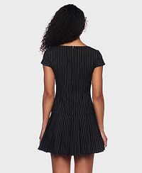 B Darlin Juniors' Striped Pleated Mini Dress