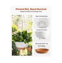 Set of 2 Hanging 10" Self-Watering Flower Pots for Indoor and Outdoor Use