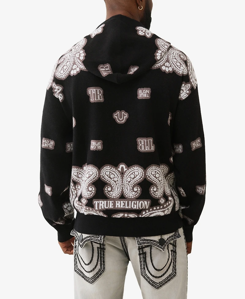 True Religion Men's Bandana Print Long-Sleeve Hoodie