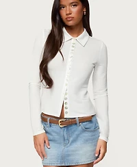 Edikted Women's Pennie Iridescent Button Up Shirt