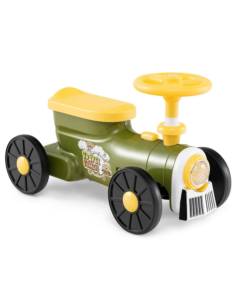 Hongge Ride-On Train Toy for Toddlers with Steering Wheel and Whistle Sound - Green