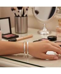 Bling Jewelry Set of 2 Modern Geometric Stackable Textured Hammered Bangle Bracelet Matte Finish Sterling Silver