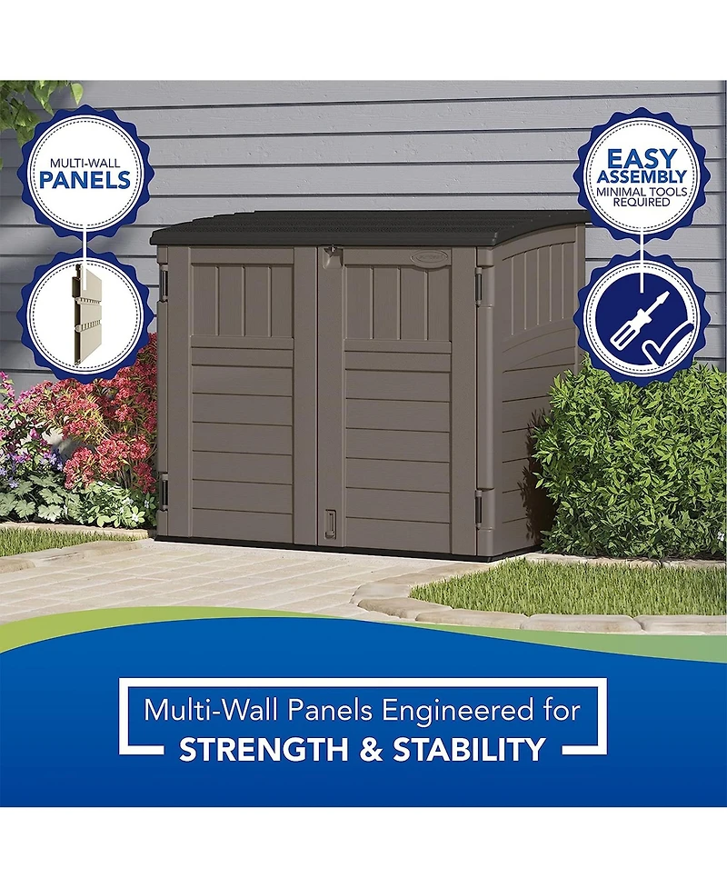 Suncast Horizontal 4 Foot x 2.5 Foot Outdoor/Garden Storage Shed, Stoney Grey