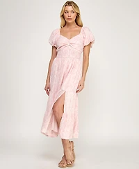 Trixxi Juniors' Sweetheart Neck Twist Front Midi Dress