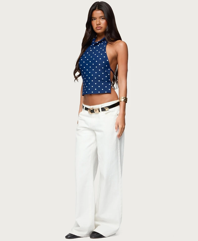 Edikted Women's Raiya Polka Dot Backless Halter Top