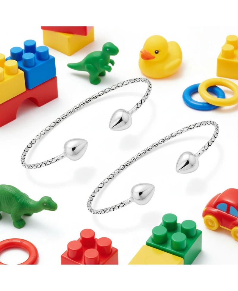 Bling Jewelry Set of 2 West Indian Style Arrow Heart Tips Twist Stackable Bangle Bracelet Sterling Silver