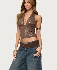 Edikted Women's Jackie Stud & Grommet Halter Top