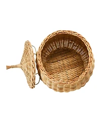 Storied Home Hand-Woven Wicker Basket Storage with Lids Set of 2