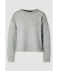 Karen Millen Women's Embellished Trim Cosy Knit Jumper