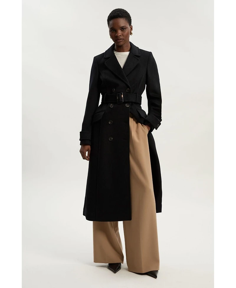 Karen Millen Women's Wool Blend Belted Midi Coat
