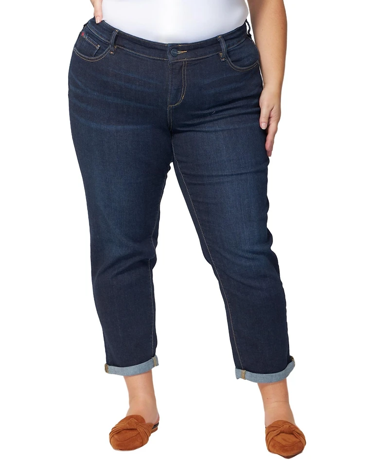 Slink Jeans Women Denim Mid Rise Boyfriend rolled 25.5" inseam