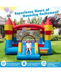 Hongge 3-in-1 Kids Bounce House with Slide, Basketball Hoop, and Large Jump Area (No Blower)