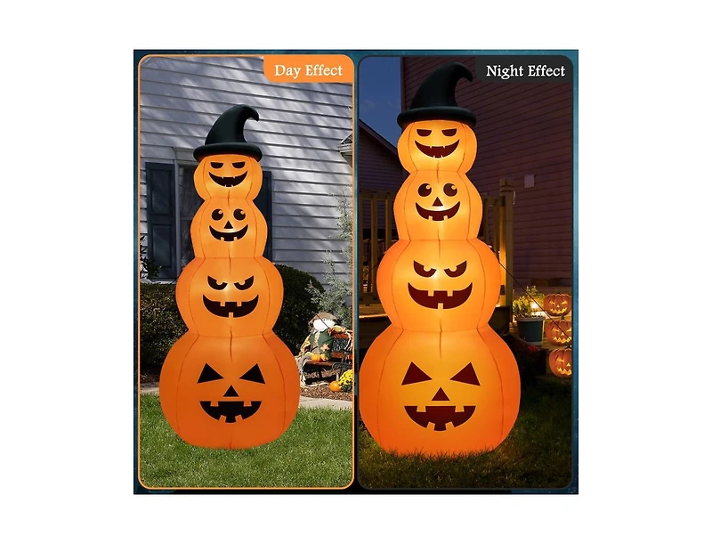 Mondawe 8 ft Inflatable Halloween Pumpkins Stack with Built-in Led Lights