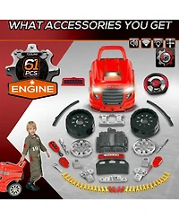 Qaba Mechanic Kids Truck Engine Toy Set, Car Service Play Set