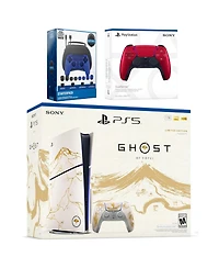 Sony PlayStation 5 Ghost of Yotei Disc Bundle + Extra Controller, Accessory Kit - Volcanic Red
