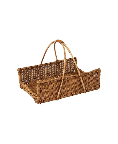Storied Home Decorative Handwoven Rattan Hanging Basket, Brown