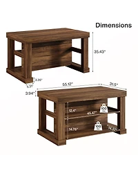 Tribesigns Kitchen Island with 3 Shelves, 55 Inches Width Kitchen Shelf with Large Worktop
