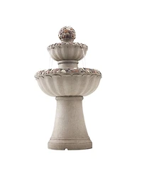 Slickblue Outdoor 2-Tier Rock Base Water Fountain for Garden or Patio