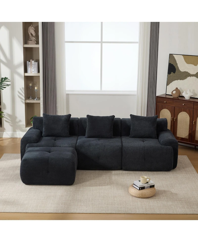 Streamdale Furniture Streamdale 104.3" 4-Piece L-Shaped Upholstered Modular Sectional Sofa, Charcoal