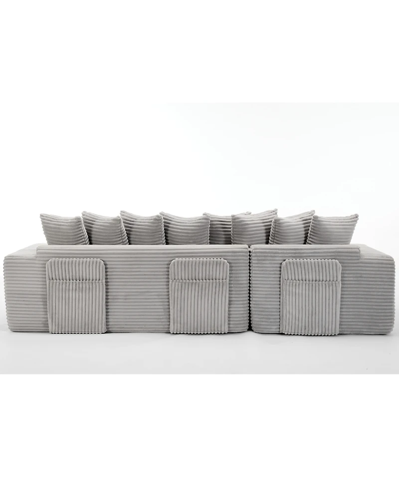 Streamdale Furniture Streamdale Oversize Cloud Couch L-Shape Sofa Convertible Floor Sleeper, No Assembly, 8 Pillows, Gray