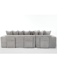 Streamdale Furniture Streamdale Oversize Cloud Couch L-Shape Sofa Convertible Floor Sleeper, No Assembly, 8 Pillows, Gray