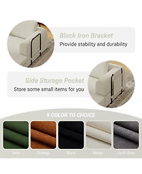 Streamdale Furniture Convertible Sleeper Sofa Bed with Pillow - Corduroy Folding Mattress Couch - Beige