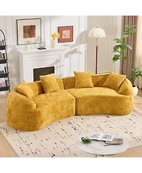 Streamdale Furniture Streamdale Yellow Curved Compressed Sofa - Nordic Design for Living Room