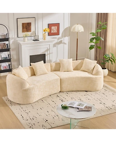 Streamdale Beige Curved Sofa, Nordic-style Design for Living Room, Comfortable & Soft
