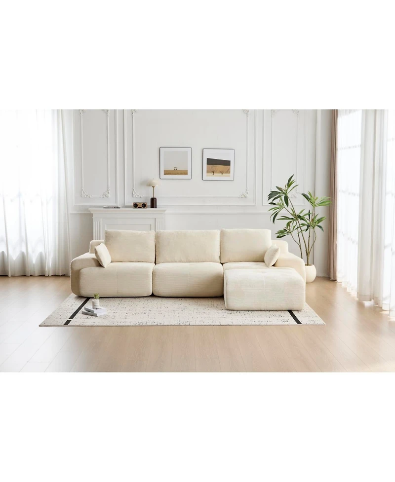 Streamdale Furniture Streamdale Modern Memory Foam Compressed Sofa, Large Sectional Couch, Pet-Friendly, Beige