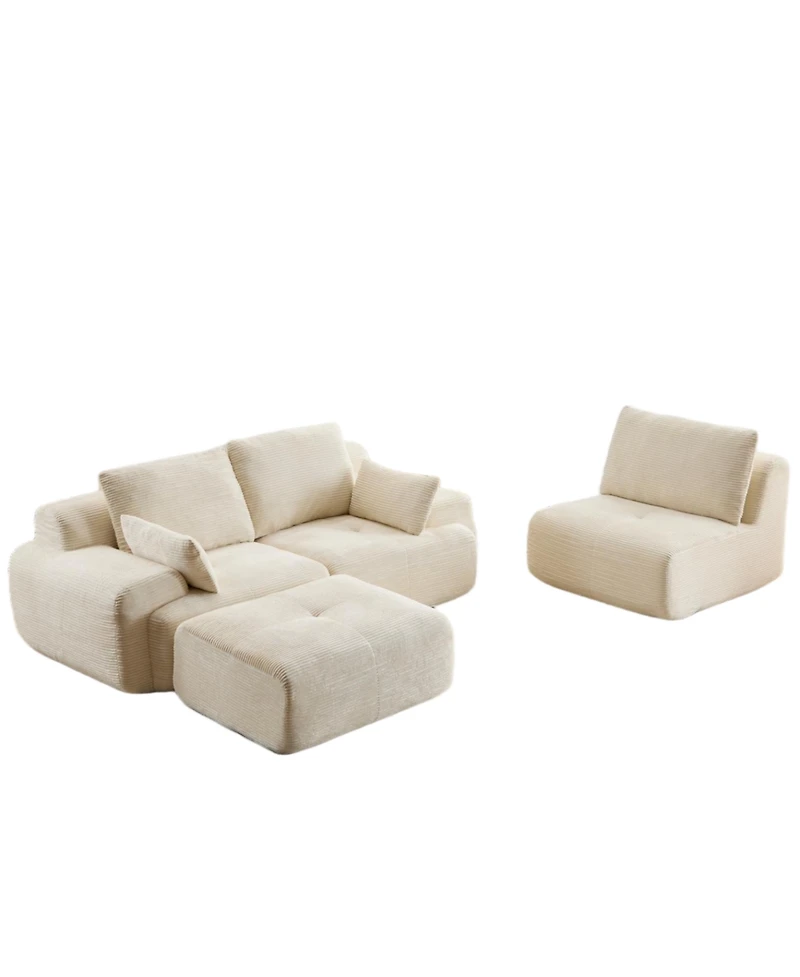 Streamdale Furniture Streamdale Modern Memory Foam Compressed Sofa, Large Sectional Couch, Pet-Friendly, Beige