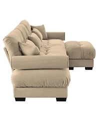 Streamdale Furniture Super Comfort Oversized Modular Velvet Sectional Sofa Couch with Ottoman