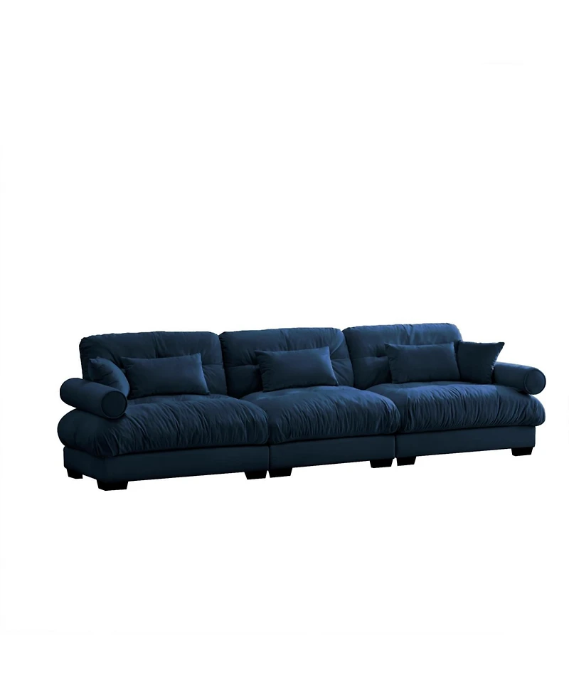 Streamdale Furniture Extra Large 3 Seat Modern Velvet Sofa, Oversize, Comfortable, Blue