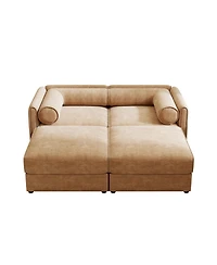 Streamdale Furniture Streamdale Stylish Camel Chenille 2-Seater Sofa with 2 Ottoman Storage Seats